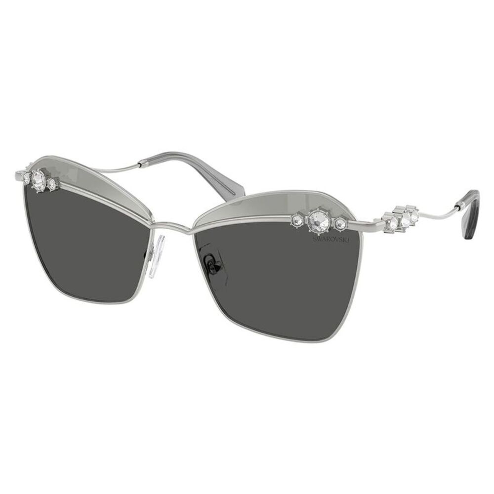 Swarovski SK 7040 4001AL Silver Metal Butterfly Sunglasses Grey Lens
